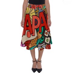 Earthquake And Tsunami Drawing Japan Illustration Perfect Length Midi Skirt