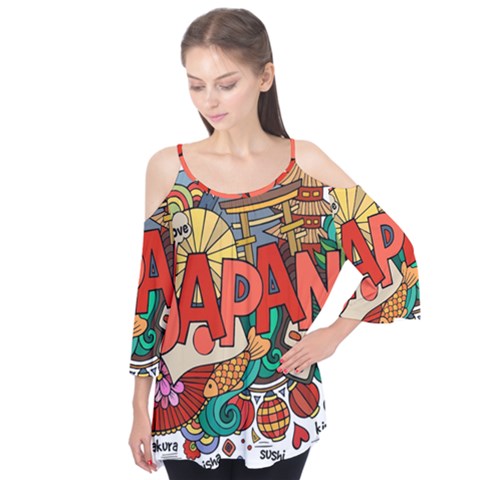 Earthquake And Tsunami Drawing Japan Illustration Flutter Tees by Vaneshart