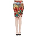 Earthquake And Tsunami Drawing Japan Illustration Midi Wrap Pencil Skirt View1