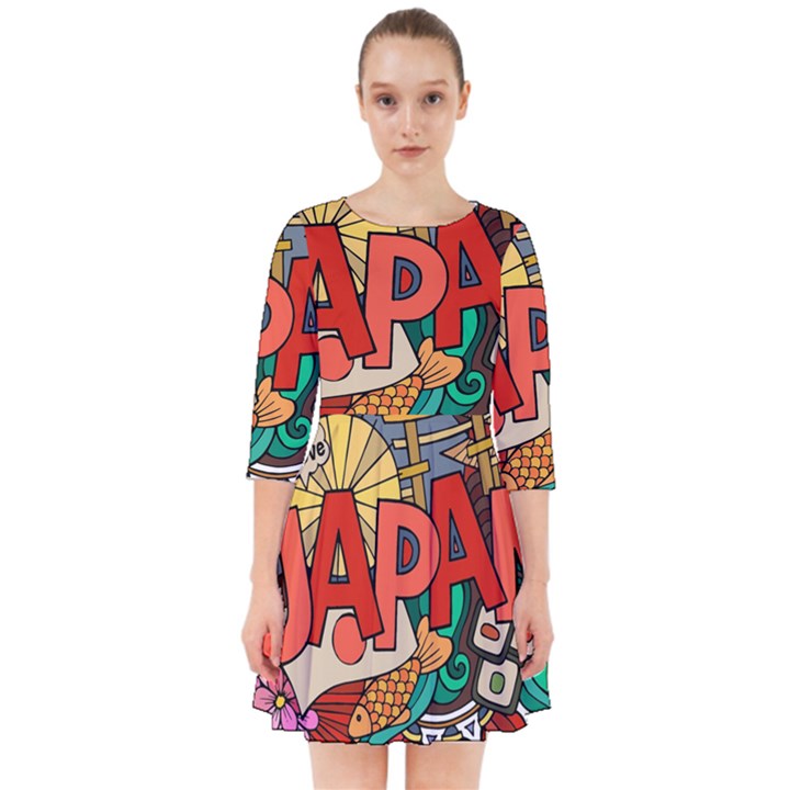 Earthquake And Tsunami Drawing Japan Illustration Smock Dress