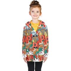 Earthquake And Tsunami Drawing Japan Illustration Kids  Double Breasted Button Coat