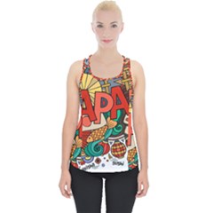 Earthquake And Tsunami Drawing Japan Illustration Piece Up Tank Top