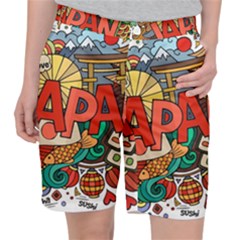 Earthquake And Tsunami Drawing Japan Illustration Pocket Shorts