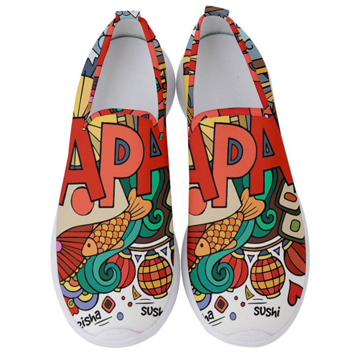 Earthquake And Tsunami Drawing Japan Illustration Men s Slip On Sneakers