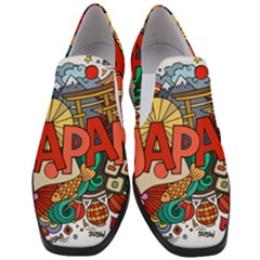 Earthquake And Tsunami Drawing Japan Illustration Women Slip On Heel Loafers