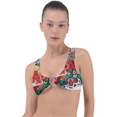 Earthquake And Tsunami Drawing Japan Illustration Ring Detail Bikini Top