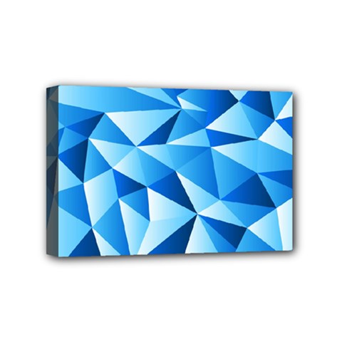 Triangles Abstract Blue Mini Canvas 6  X 4  (stretched) by Vaneshart