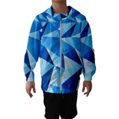 Triangles Abstract Blue Kids  Hooded Windbreaker by Vaneshart