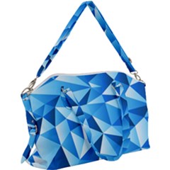 Triangles Abstract Blue Canvas Crossbody Bag