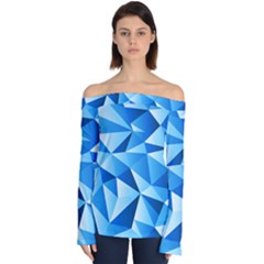 Triangles Abstract Blue Off Shoulder Long Sleeve Top