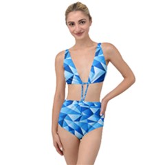 Triangles Abstract Blue Tied Up Two Piece Swimsuit by Vaneshart