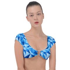 Triangles Abstract Blue Cap Sleeve Ring Bikini Top