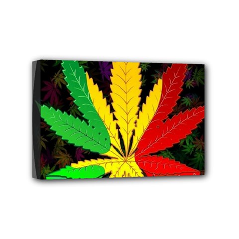 Cannabis Leaf Color Mini Canvas 6  X 4  (stretched) by Vaneshart