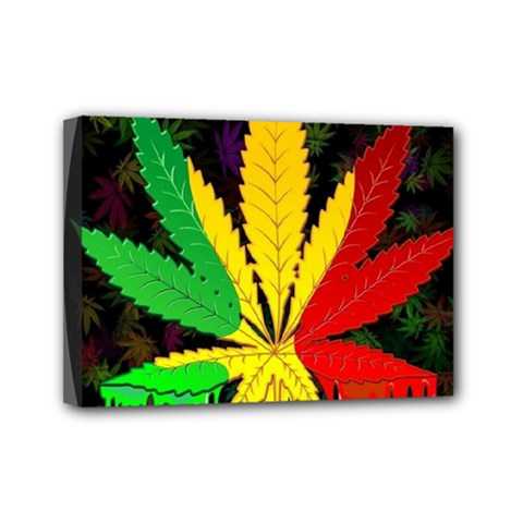 Cannabis Leaf Color Mini Canvas 7  X 5  (stretched) by Vaneshart