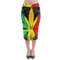 Cannabis Leaf Color Midi Pencil Skirt by Vaneshart