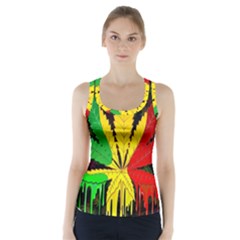 Cannabis Leaf Color Racer Back Sports Top by Vaneshart