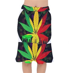 Cannabis Leaf Color Short Mermaid Skirt by Vaneshart