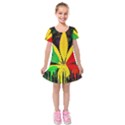 Cannabis Leaf Color Kids  Short Sleeve Velvet Dress View1