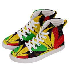 Cannabis Leaf Color Women s Hi-top Skate Sneakers by Vaneshart