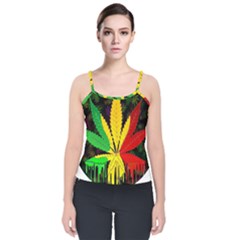 Cannabis Leaf Color Velvet Spaghetti Strap Top by Vaneshart