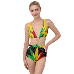 Cannabis Leaf Color Tied Up Two Piece Swimsuit by Vaneshart