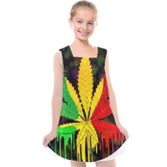 Cannabis Leaf Color Kids  Cross Back Dress by Vaneshart