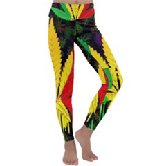 Cannabis Leaf Color Kids  Lightweight Velour Classic Yoga Leggings by Vaneshart