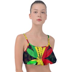 Cannabis Leaf Color Frill Bikini Top