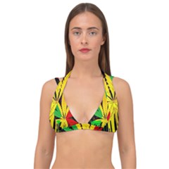 Cannabis Leaf Color Double Strap Halter Bikini Top