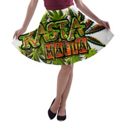 Cannabis Hemp Hashish Illegal Drug Trade Rasta A-line Skater Skirt by Vaneshart