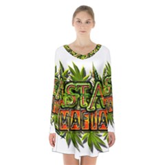 Cannabis Hemp Hashish Illegal Drug Trade Rasta Long Sleeve Velvet V-neck Dress by Vaneshart