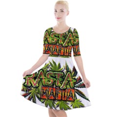 Cannabis Hemp Hashish Illegal Drug Trade Rasta Quarter Sleeve A-line Dress by Vaneshart