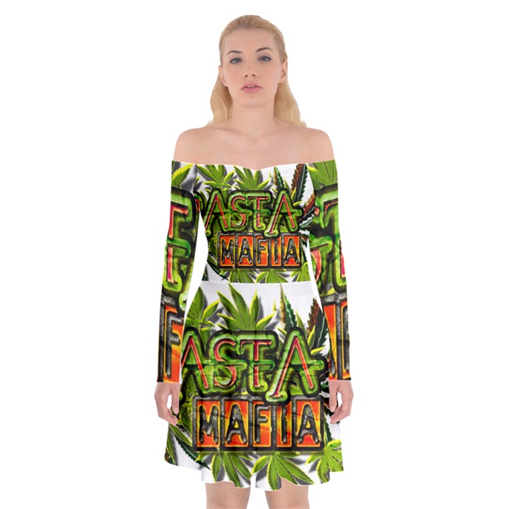 Cannabis Hemp Hashish Illegal Drug Trade Rasta Off Shoulder Skater Dress