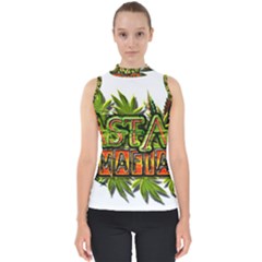 Cannabis Hemp Hashish Illegal Drug Trade Rasta Mock Neck Shell Top by Vaneshart