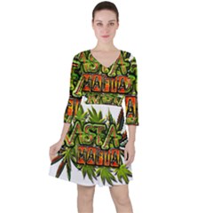 Cannabis Hemp Hashish Illegal Drug Trade Rasta Ruffle Dress by Vaneshart