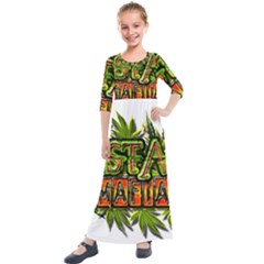 Cannabis Hemp Hashish Illegal Drug Trade Rasta Kids  Quarter Sleeve Maxi Dress by Vaneshart