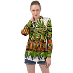 Cannabis Hemp Hashish Illegal Drug Trade Rasta Long Sleeve Satin Shirt