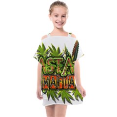 Cannabis Hemp Hashish Illegal Drug Trade Rasta Kids  One Piece Chiffon Dress by Vaneshart