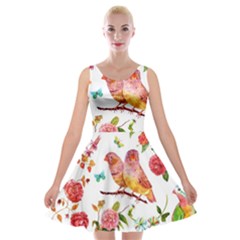 Watercolour Flowers Watercolor Painting Drawing Velvet Skater Dress