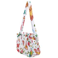 Watercolour Flowers Watercolor Painting Drawing Rope Handles Shoulder Strap Bag by Vaneshart