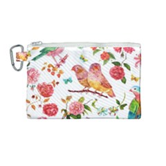 Watercolour Flowers Watercolor Painting Drawing Canvas Cosmetic Bag (medium) by Vaneshart