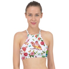 Watercolour Flowers Watercolor Painting Drawing Racer Front Bikini Top