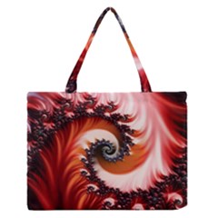 Abstract Fractal Patterns Red Zipper Medium Tote Bag by Vaneshart