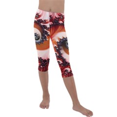 Abstract Fractal Patterns Red Kids  Lightweight Velour Capri Leggings  by Vaneshart