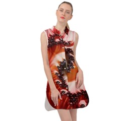 Abstract Fractal Patterns Red Sleeveless Shirt Dress