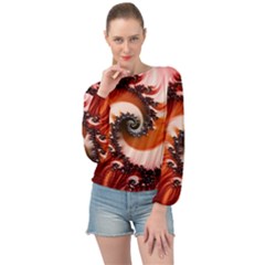 Abstract Fractal Patterns Red Banded Bottom Chiffon Top