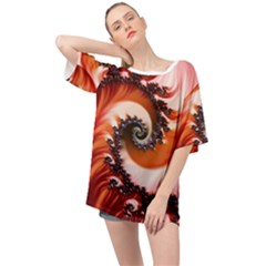 Abstract Fractal Patterns Red Oversized Chiffon Top