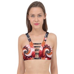 Abstract Fractal Patterns Red Cage Up Bikini Top