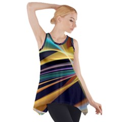 Lines Stripes Colorful Abstract Background Color Side Drop Tank Tunic by Vaneshart