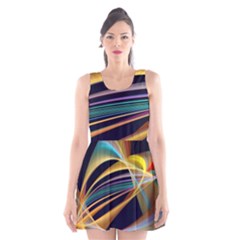 Lines Stripes Colorful Abstract Background Color Scoop Neck Skater Dress